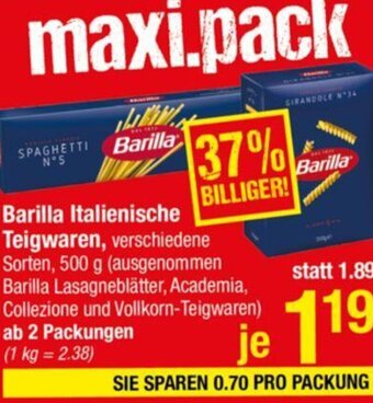 Maximarkt Barilla Italienische Teigwaren 500 g Angebot