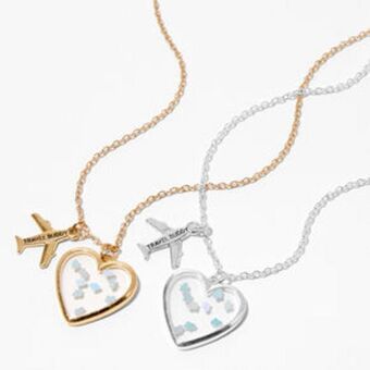 Claire's Best friends travel buddy airplane heart pendant necklace set (2 pack) Angebot