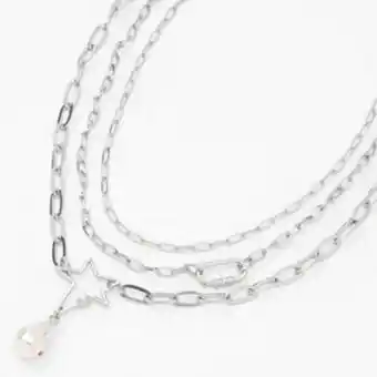 Claire's Silver star and pearl chain multi strand necklace Angebot