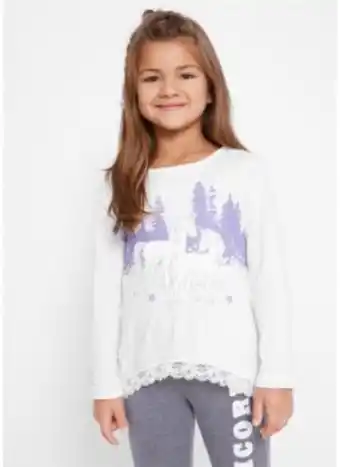 Bonprix Mädchen langarmshirt mit spitze Angebot