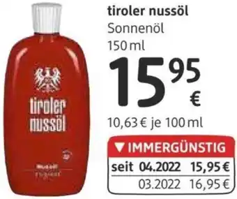 dm Tiroler Nussöl Sonnenöl 150 ml Angebot