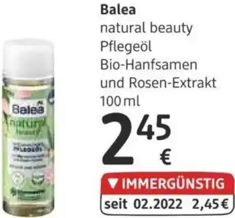 dm Balea Natural Beauty Pflegeöl Bio-Hansfsamen und Rosen-Extrakt 100ml Angebot