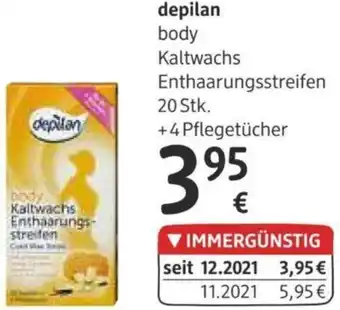 dm Depilan Body Kaltwachs Enthaarungsstreifen 20 Stk. Angebot