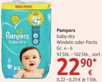 dm Pampers Baby Dry Windeln oder Pants 4-6 Angebot