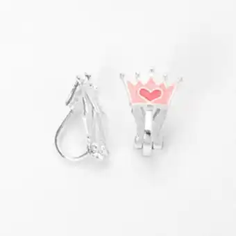 Claire's Pink crown clip on stud earrings Angebot
