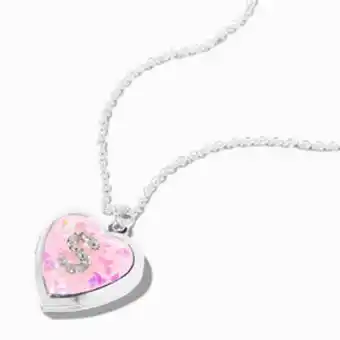 Claire's Pink embellished initial glitter heart locket necklace (s) Angebot
