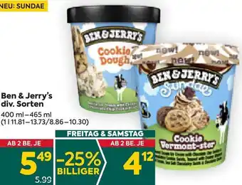 Billa Ben & Jerry's 400 ml-465 ml Angebot