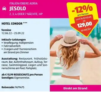 Hofer Reisen Italien/ Obere Adria Jesolo Angebot