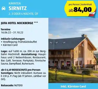 Hofer Reisen Kärnten Sirnitz Angebot