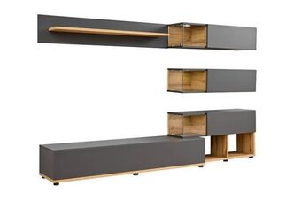 Möbelix Wohnwand modern 5 tlg. silk wotaneiche dekor/anthrazit Angebot