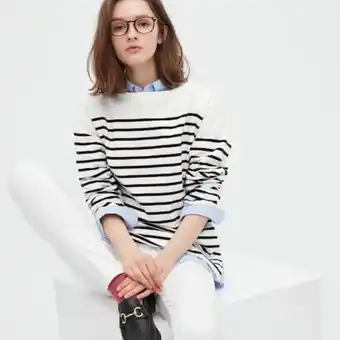 UNIQLO Women oversized fit striped long sleeved t-shirt Angebot