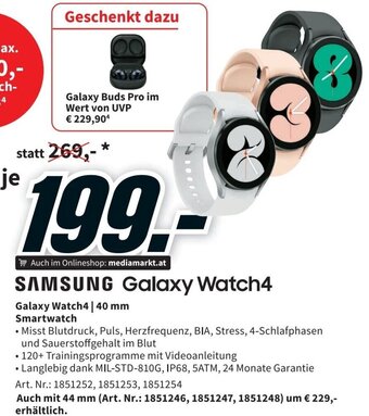Media Markt Galaxy Watch4/ 40 mm Smartwatch Angebot