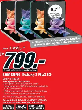 Media Markt Galaxy Z Flip3 5G Vertragsfreiers Smartphone Angebot