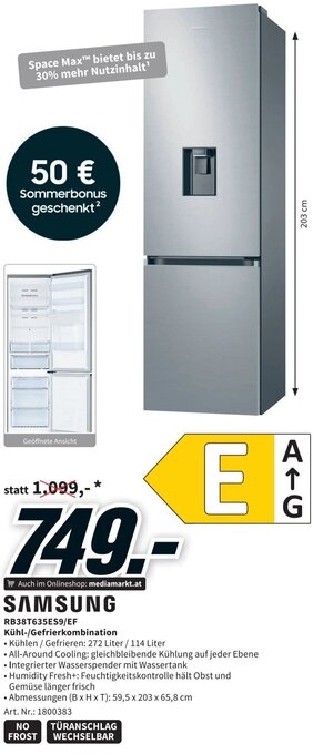 Media Markt RB38T635ES9/EF Kühl-Gefrierkombination 1800383 Angebot