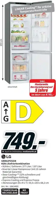 Media Markt GBB62PZGGN Kühl-/Gefrierkombination 59,5 x 203 x 68,2 cm 1863490 Angebot