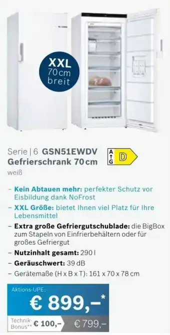 Expert Serie 6 GSN51EWDV Gefrierschrank 70cm Angebot
