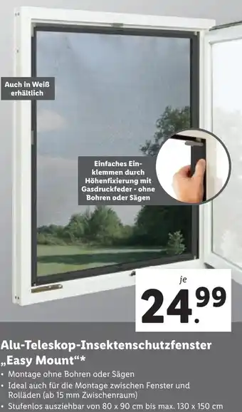 Lidl Alu-Teleskop-Insektenschutzfenster Easy Mount 80 x 90 cm Angebot