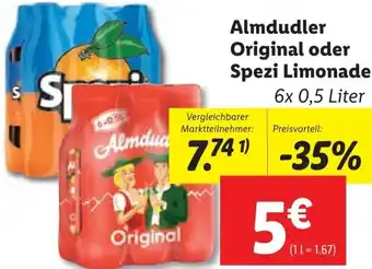 Lidl Almdudler Original oder Spezi Limonade 6x 0,5 Liter Angebot