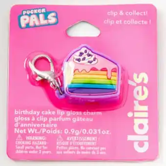 Claire's Pucker pals rainbow cake lip gloss charm Angebot