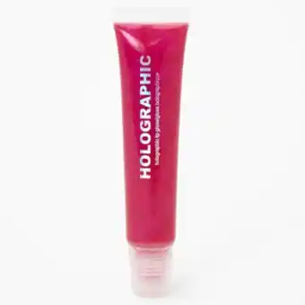 Holographic hot pink glossy lip gloss tube
