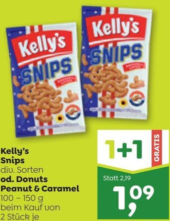 ADEG Kelly's Snips od. Donuts Peanut & Caramel 100-150 g Angebot