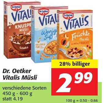 Strasser Markt Dr. Oetker Vitalis Müsli 450 g- 600 g Angebot