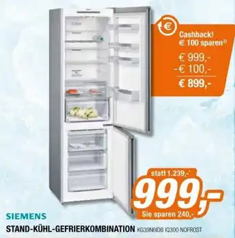 Expert Siemens Stand Kühl Gefrierkombination KG39N61DB Angebot