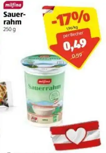 Hofer Milfina Sauer Rahm 250 g Angebot