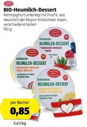 Hofer Bio Heumilch Dessert 150g Angebot