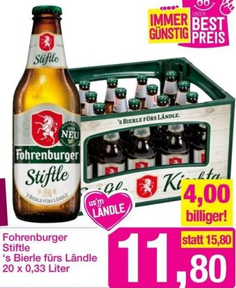 Sutterlüty Fohrenburger Stifle 's Bierle Fürs Ländle 20 x 0,33 Liter Angebot