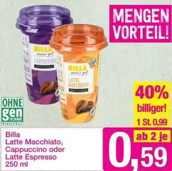 Sutterlüty Billa Latte Macchiato, Cappuccino oder Latte Espresso 250 ml Angebot