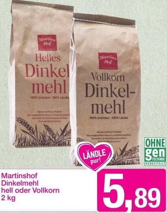 Sutterlüty Martinshof Dinkelmehl hell oder Vollkorn 2 kg Angebot
