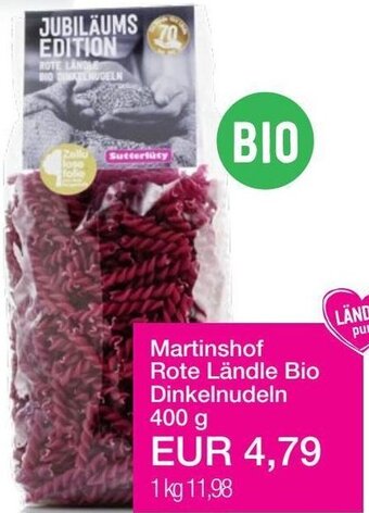 Sutterlüty Martinshof Rote Ländle Bio Dinkelnudeln 400 g Angebot