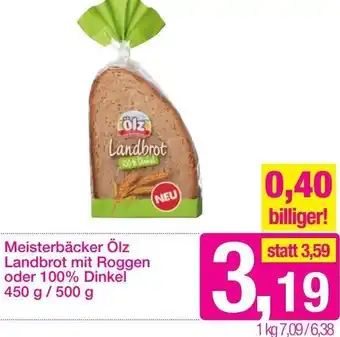 Sutterlüty Meisterbäcker Ölz Landbrot mit Roggen oder 100% Dinkel 450 g/ 500 g Angebot