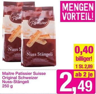 Sutterlüty Maitre Patissier Suisse Original Schweizer Nuss-Stängeli 250 g Angebot