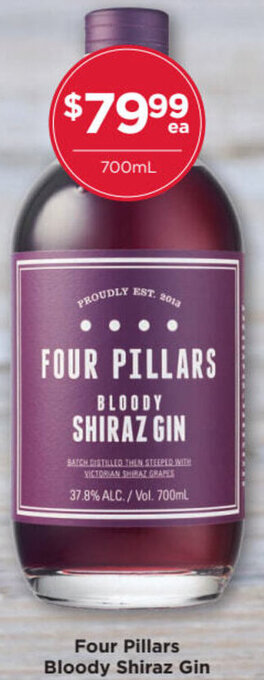 Porters Four Pillars Bloody Shiraz Gin 700ml offer