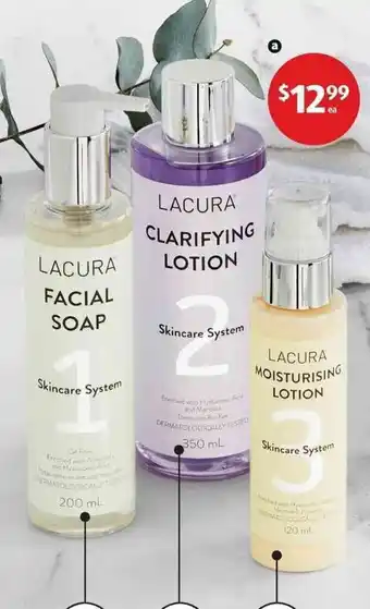 ALDI Lacura 3-Step Facial Skincare System 120ml-350ml offer