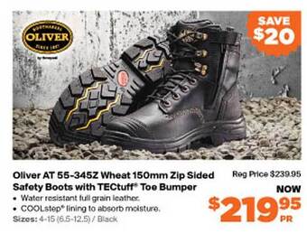 RSEA Safety Oliver At 55-345z Wheat 150mm Zip Sided Safety Boots With Tectuff Toe Bumper offer