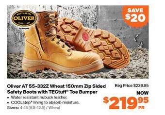 RSEA Safety Oliver At 55-332z Wheat 150mm Zip Sided Safety Boots With Tectuff Toe Bumper offer