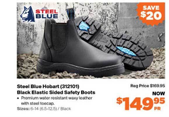 Steel Blue Hobart Black Elastic Sided 