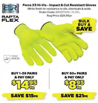 Force X5 Hi-vis - Impact & Cut Resistant Gloves