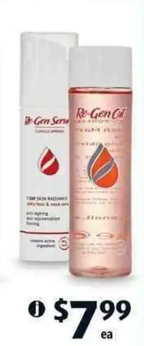 ALDI Re-Gen Face Serum 50ml or Body Oil 125ml offer