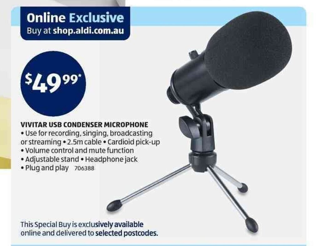 Vivitar USB Condenser Microphone offer at ALDI
