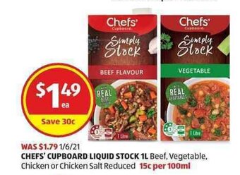 ALDI Chef's Cupboard Liquid Stock 1L offer