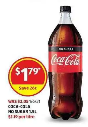 ALDI Coca-Cola No Sugar 1.5L offer