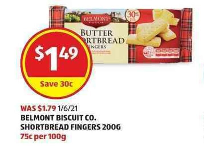 Belmont Biscuit Co. Shortbread Fingers 200g offer at ALDI
