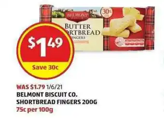 ALDI Belmont Biscuit Co. Shortbread Fingers 200g offer