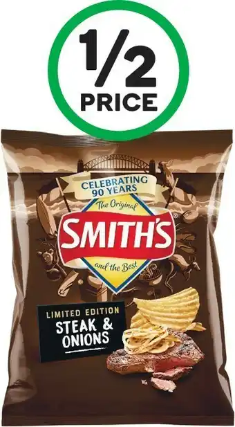 Woolworths Smithu2019s Crinkle Cut Chips Steak & Onions 150g# offer