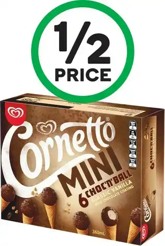 Woolworths Streets Cornetto Mini, Chocu2019n Ball or Unicornetto 360­-480ml Pk 3­-8 u2013 From the Freezer offer