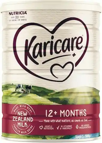 Woolworths Karicare Stage 3 or 4 Baby Formula 900g u2013 Limit 2 per Customer offer